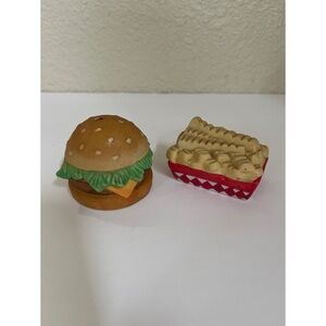 Vintage Ceramic Cheeseburger and French Fries Salt and Pepper Shakers